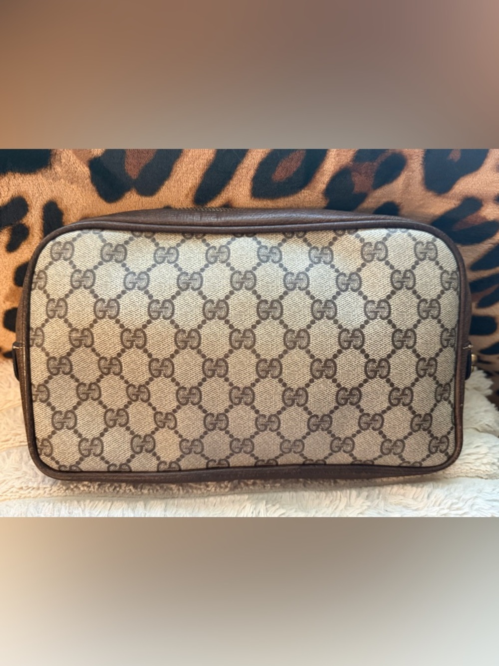 Gucci Beige and Brown Monogram Clutch Wristlet - Picture 2 of 7
